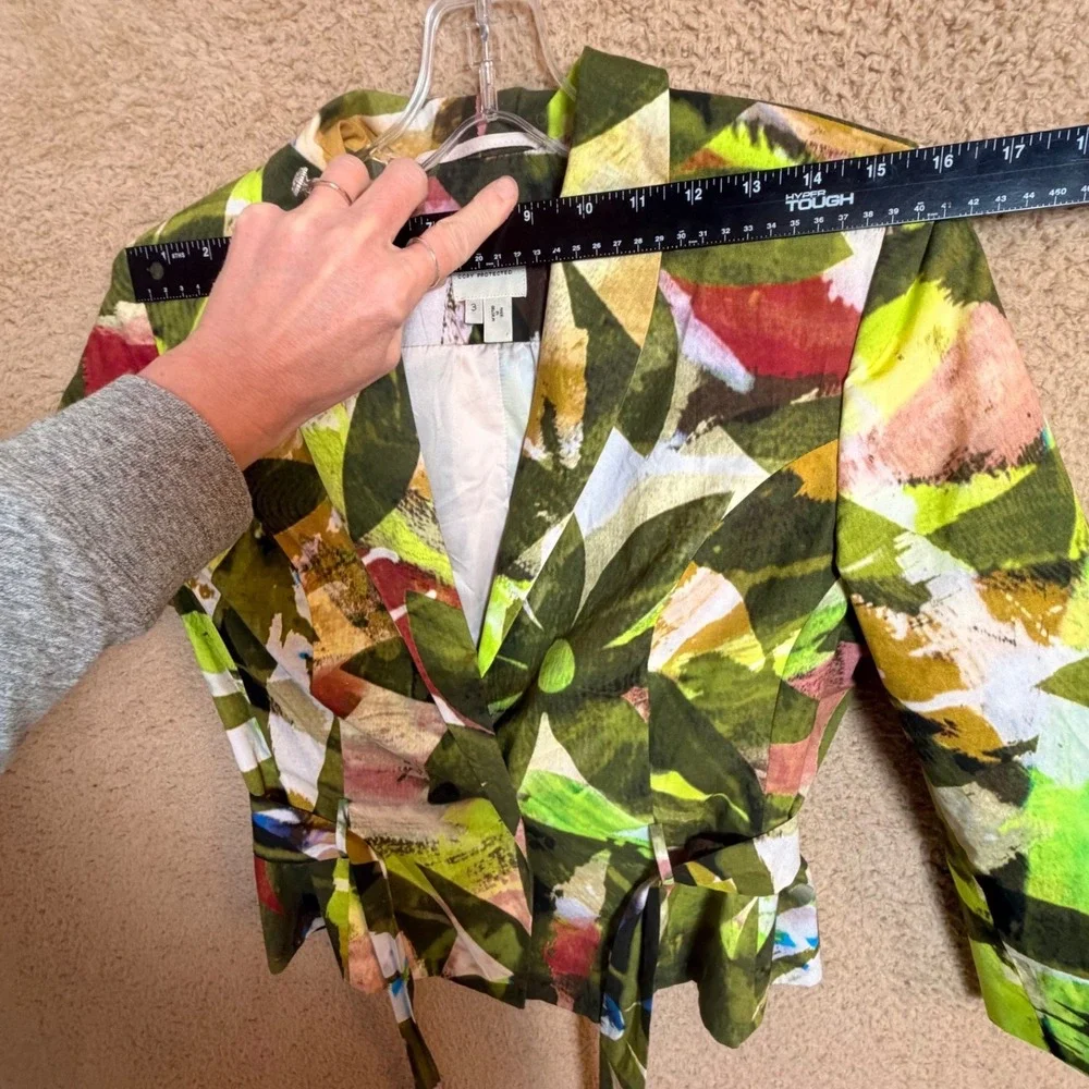 PAUW Amsterdam Art to Wear Abstract Floral Tie Waist Blazer Jacket S/M‎